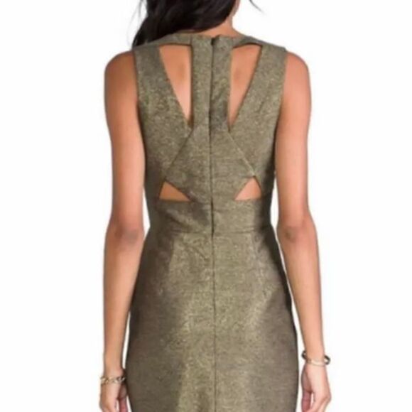 Black Halo Vera Silver Gray Metallic Cutout Mini Dress 4 - Picture 12 of 12